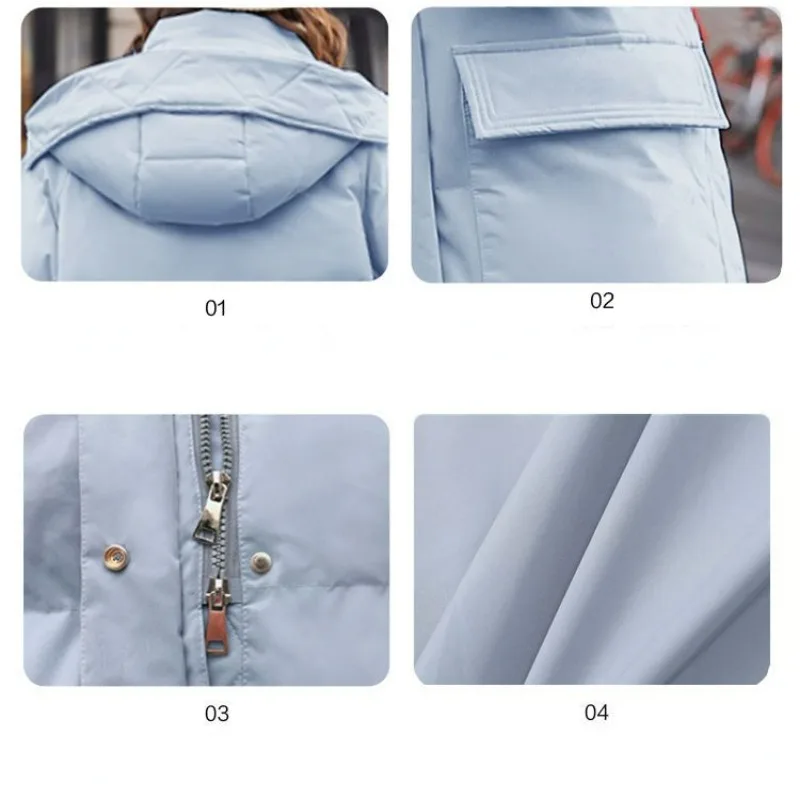2023 New Women Down Cotton Coat Winter Jacket Female Mid Length Version Parkas Loose Hooded Outwear Warm Thick Overcoat