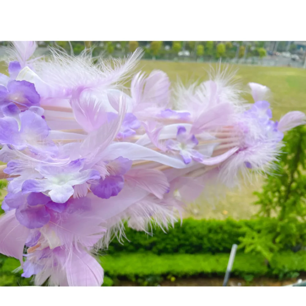 Pink Wedding Lolita Hanfu Costume Ribbon Bead Feather Oil Paper Props Chinese Beach Umbrella Parasol Guarda Chuva Parapluie
