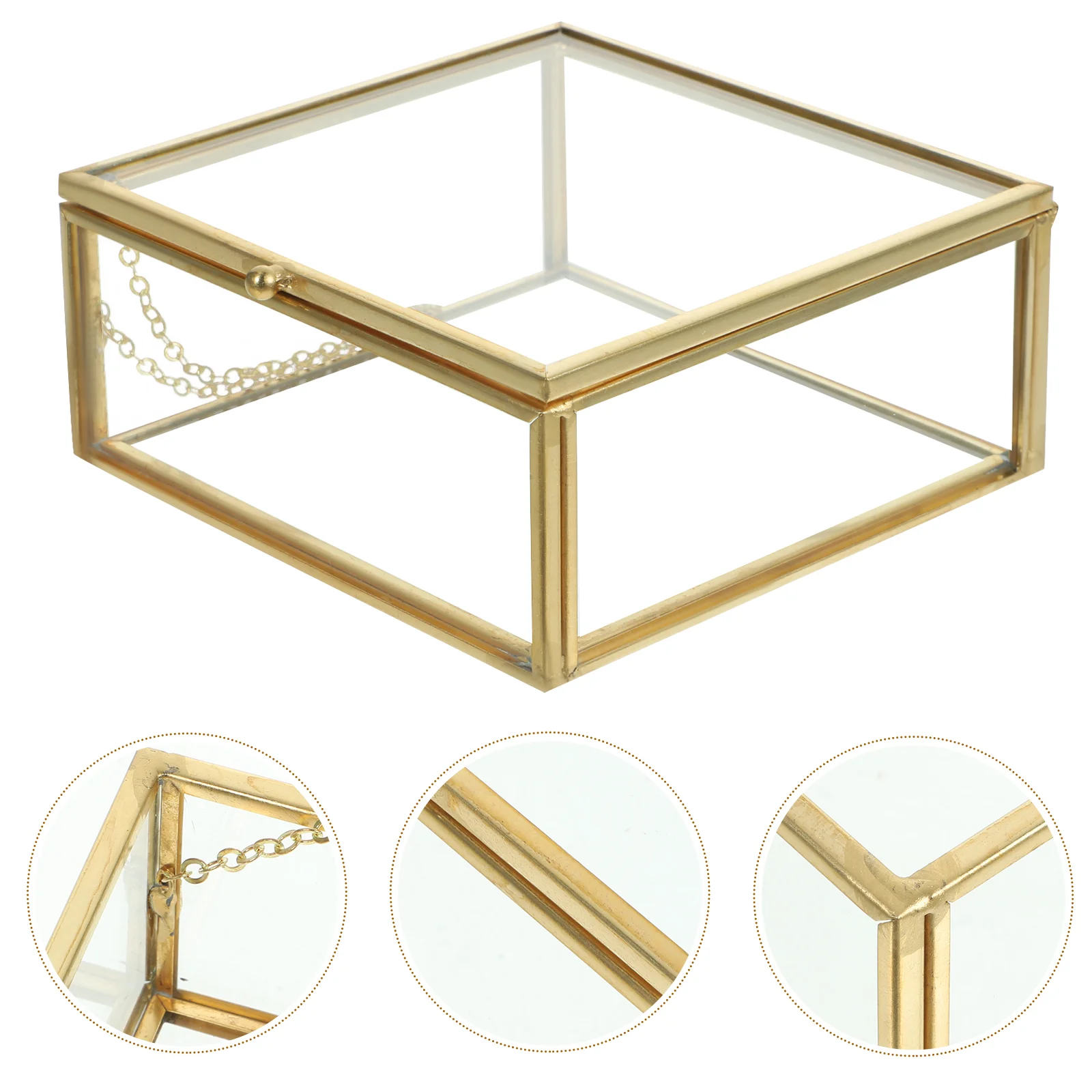 Golden Alloy Frame Glass Jewelry Box Luxury Perfume ganizer Storage Container Trinket Case Home Storage ganization 5