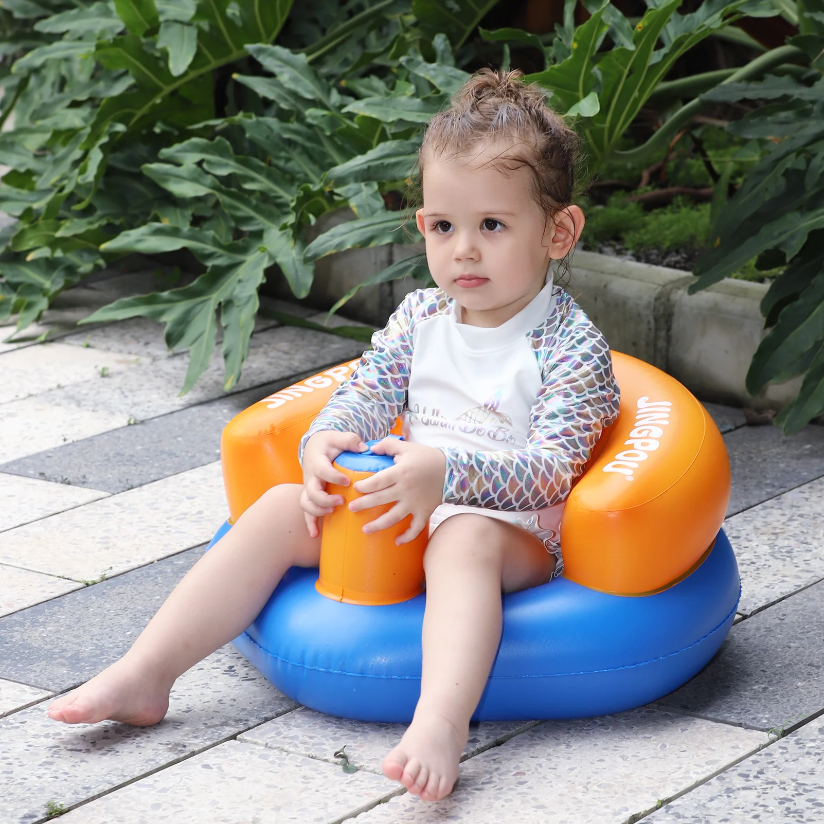 Swimbobo Inflatable Portable Multifunctional Kids Sofa Seat Chairs for baby Bath Shower Learning Bathing Stool Eating Pvc Chair 2