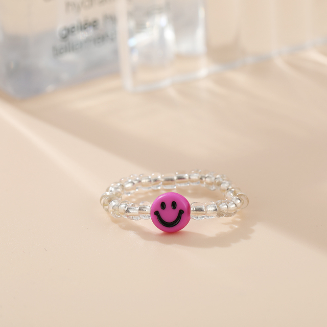 Cute Transparent Resin Acrylic Handmade Beaded Rhinestone Colourful Geometric Square Round Rings for Women Y2k Jewelry Party