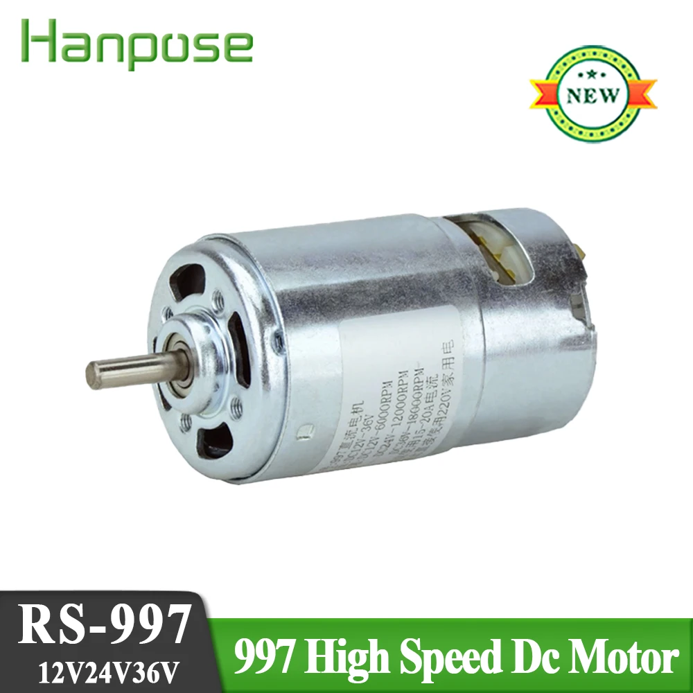 Hanpose-alta Velocidade Motor dc Rs997 1224v 36v 600012000rpm Silencioso Rolamento Duplo Torno Mesa Buda Talão