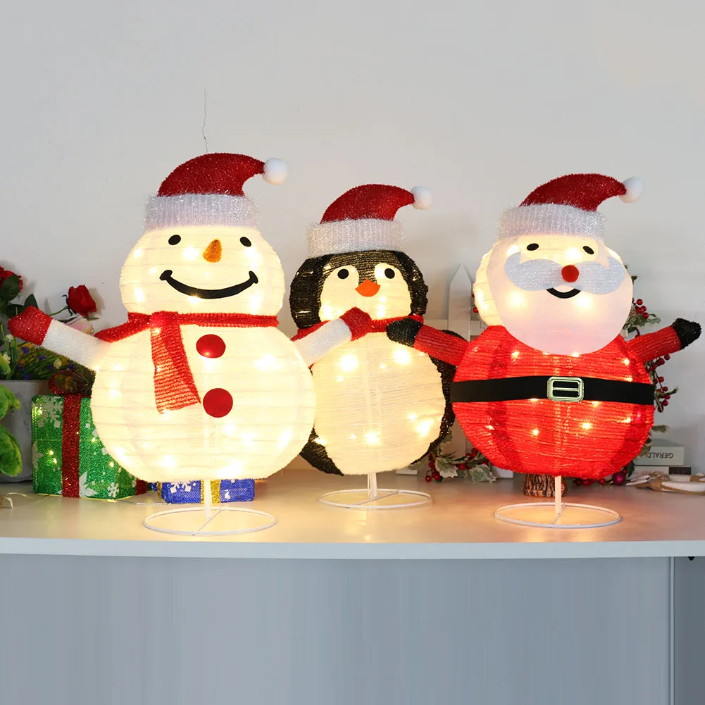 Indoor Outdoors Garden Christmas Snowman Lantern Ornament Lamp LED ...