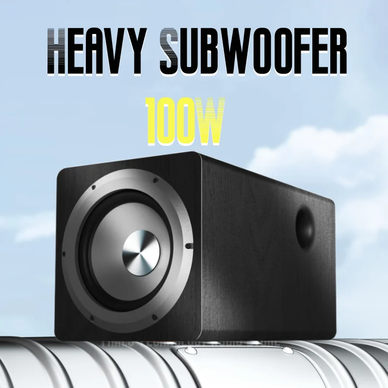Home Theater 6.5-inch Active Pure Subwoofer 100W High-power Bass Household Wooden Desktop Speakers Box System