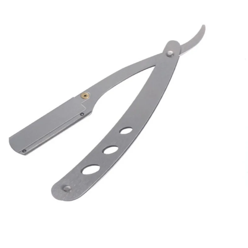 Salon berber jileti manuel tıraş makinesi düz kenar paslanmaz çelik keskin kesici tutucu katlanır tıraş sakal berber malzemeleri