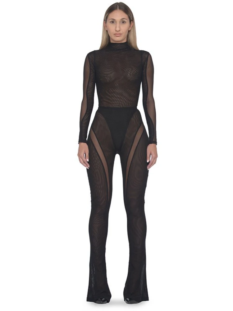 Women Sexy Black See Outfits, Mesh See Outfit Women