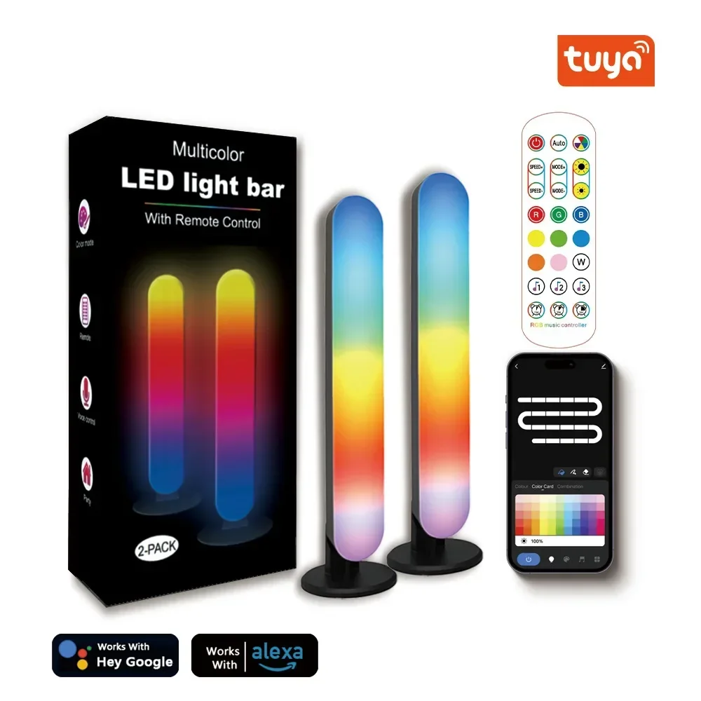 

2PCS Smart Tuya WIFI Night Light Desktop Atmosphere Light RGB TV Game Computer LED Music Pickup Light Bedroom Decor Table Lamp