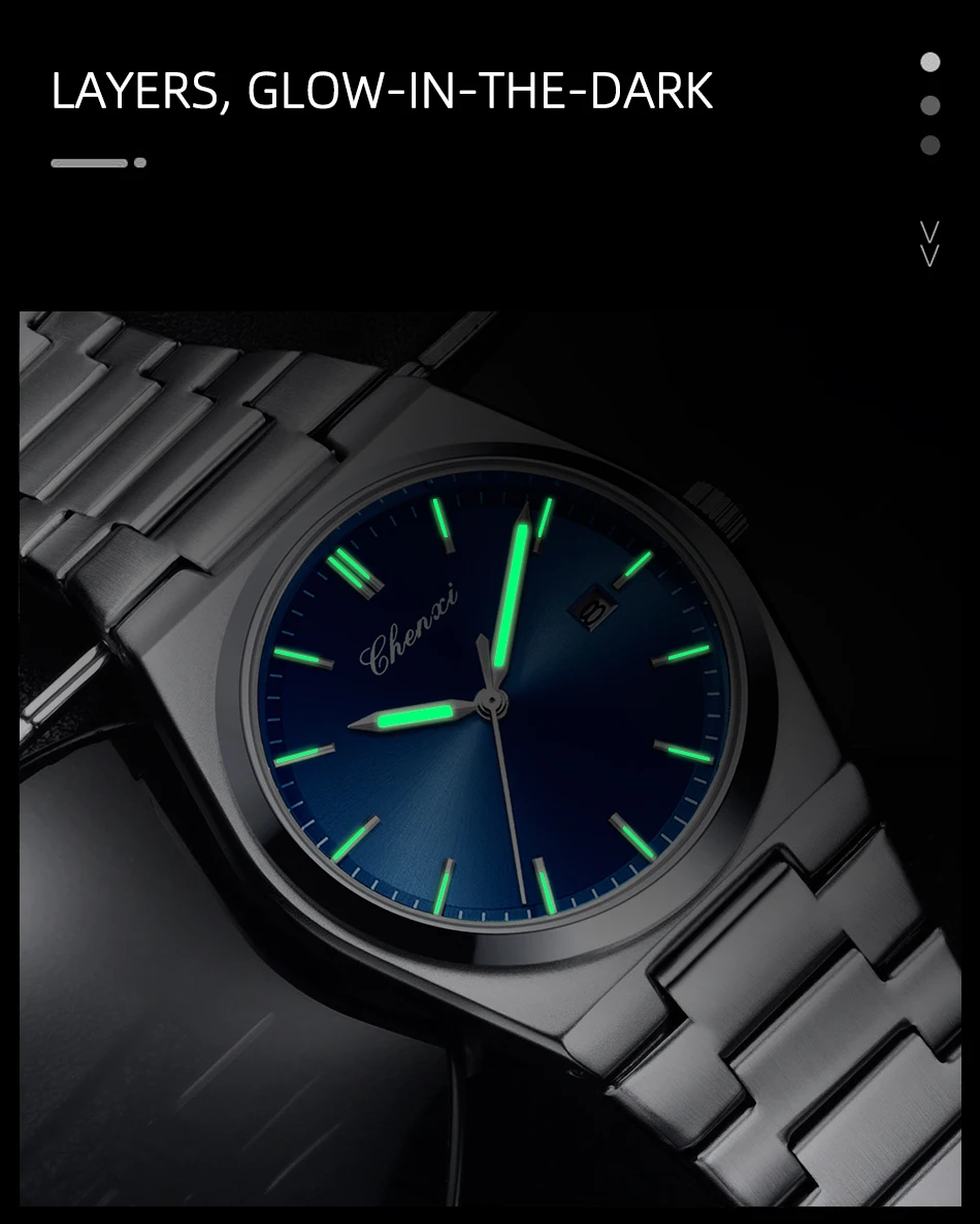 CHENXI Luxus Mann Uhr Business Casual Wasserdicht Leucht Datum Quarz Uhren Edelstahl männer Armbanduhr Hohe Qualität – Detail 10
