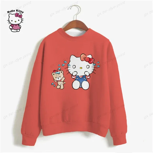 thumbnail image 1 of Sudadera de HELLO KITTY para mujer, ropa de calle de primavera, jerseys de cuello redondo de poliéster con dibujos animados, camisetas informales de manga larga con estampado de Groot, 1 of 5