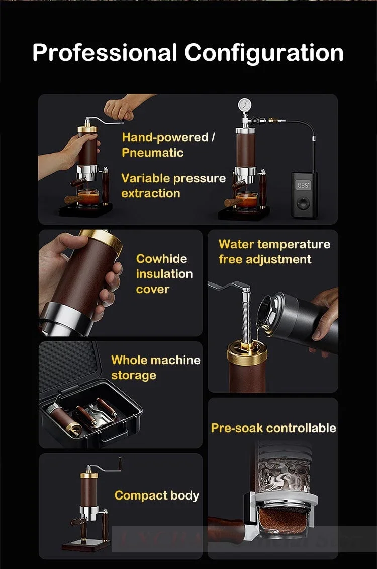 HomeWise Manual Spinning Espresso Maker Manual Pneumatic Air Pressure Integrated Coffee Machine or Electric Heating Type Maker 2