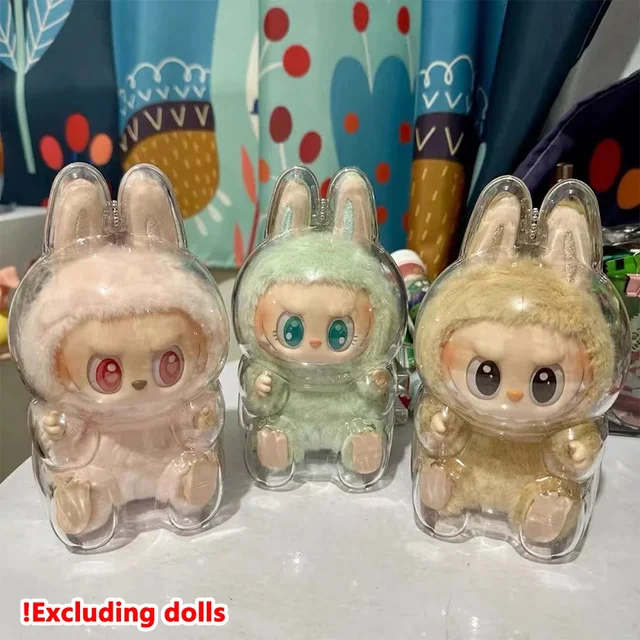 3/1pcs Case For Labubu Transparent Protective Cover Plush Doll Display Case Portable Storage Box For Labubu V1 V2 V3 Accessories 4