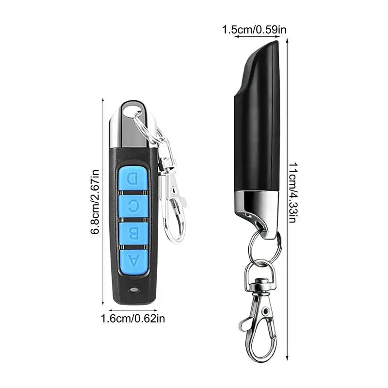 Garage Opener Remote 433Mhz Copy Remote Controller With Keychain 4 Button Remote For Garage Replacement Driveway Gate Opener