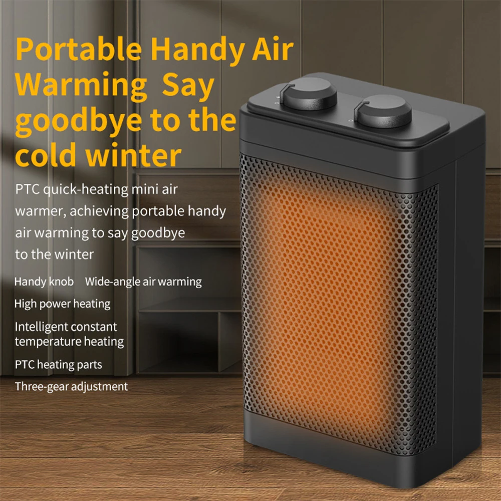 

Portable 1500W Electric Heater Mini PTC Heater Fan Desktop Warming Fan Winter Household Remote Control Silent Warmer Machine