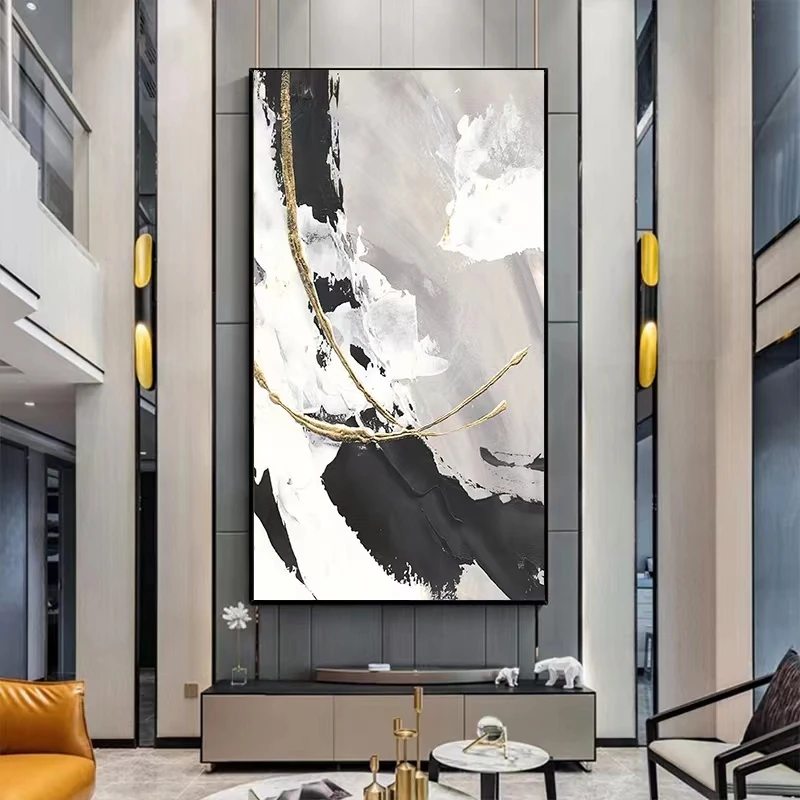 100% Hand-painted Abstract Oil Painting On Canvas In Living Room Gold Modern Wall Art Decorative Painting Frameless
