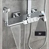 Chrome Piano Shower Set Wall Mounted Brass Hot Cold Bathroom Faucets Tap Luxury Smart Thermostatic Digital Bath Shower System 2