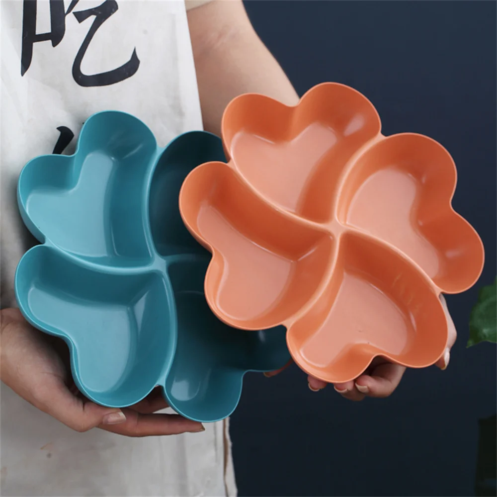 Snack Plate Feel Comfortable Beautiful Shape Wheat Straw Kitchen Bar Utensils Four-leaf Clover Plate Fruit
