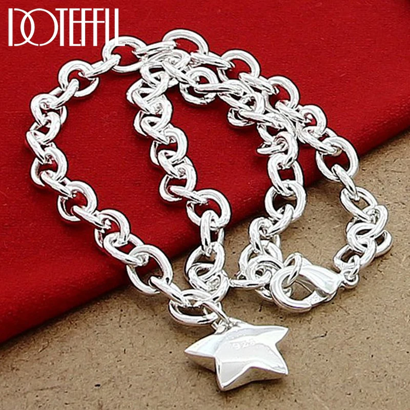 

DOTEFFIL 925 Sterling Silver Star Pendant 18 Inch Chain Necklace For Woman Wedding Engagement Fashion Jewelry