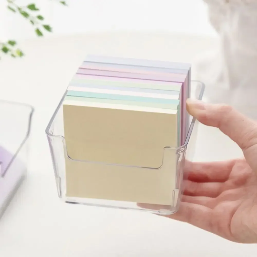 Desk Organizer Sticky Note Holder Simple Chic Acrylic Note Holder Efficient Transparent Clear Note Box Waterproof Card Paper