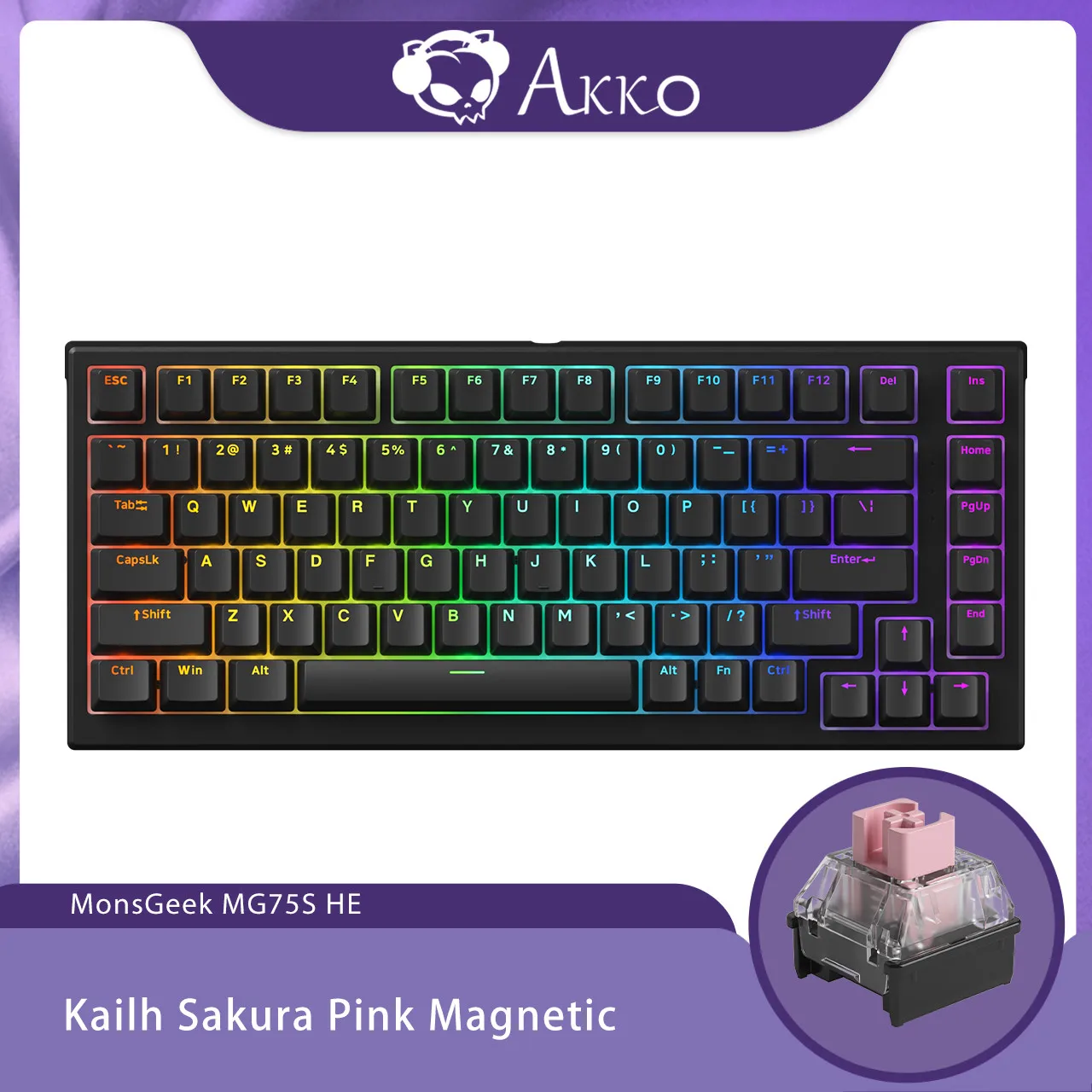 akko❗️ Akko MonsGeek MG75W Midnight Mechanical Keyboard 75% 83-key