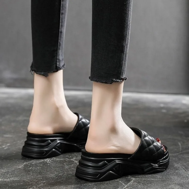Shoes Low Slippers Casual On A Wedge Slipers Women Slides Platform Luxury Soft Summer Leisure Fashion Rome Hoof Heels cozy
