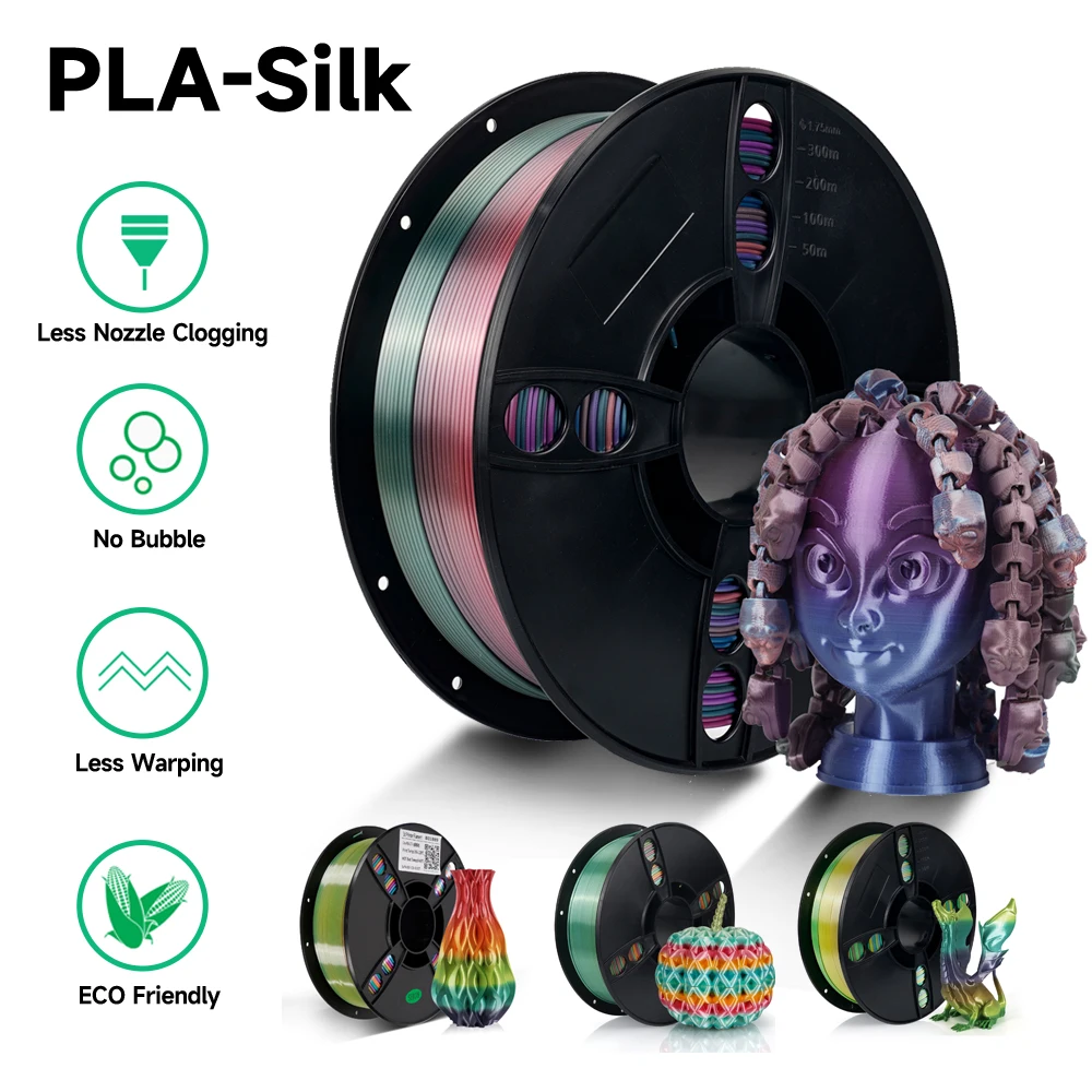 PLA 3D Printer Filament, PLA Filament 1.75mm, Shiny Color Change Rainbow  PLA Filament, 0.02mm, 3D Printing Filament 1kg/2.2lbs 