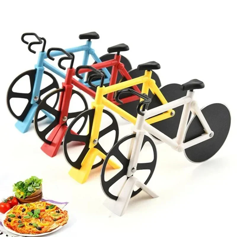 Bicycle Pizza Cutter Wheel Stainless Steel Plastic Bicycle Roller Pizza Cutter Slicer Kitchen Gadget Chopper