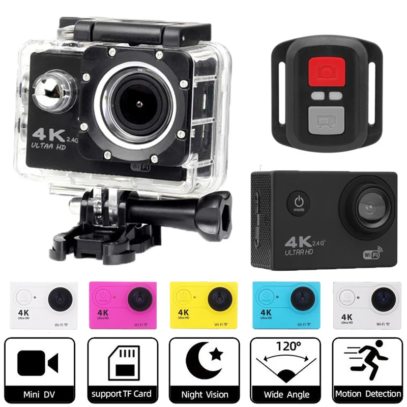 Mini Action Camera Ultra Hd 4K / 60Fps Wifi 2.0 "170D Casco A Camma Impermeabile Subacqueo Telecamere Di Registrazione Video Cam Go Sports Pro