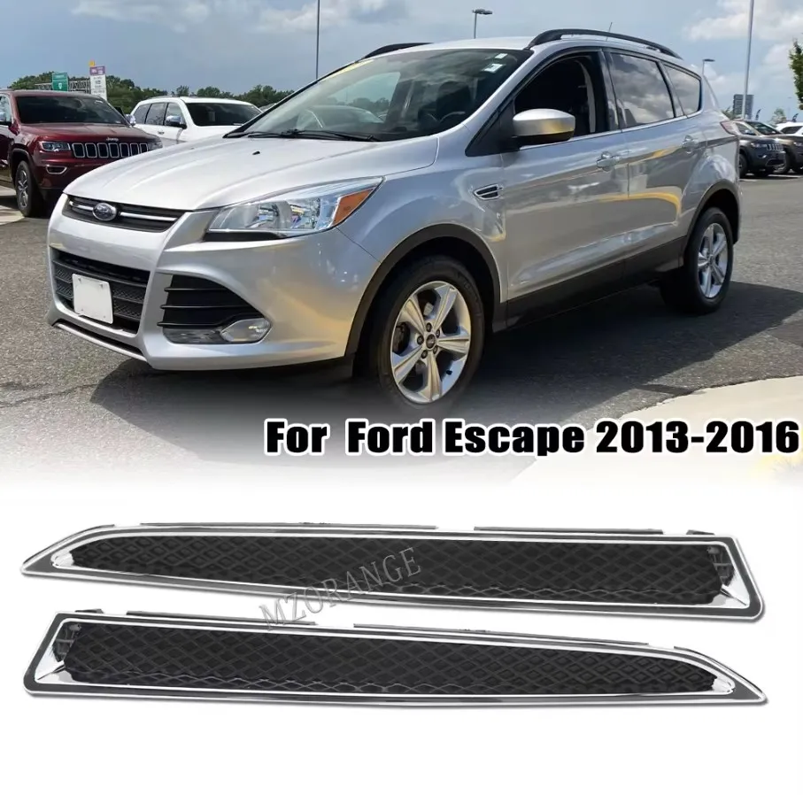 車用フォググリル Compatible With For Escape 2013 2014 2015 2016 エスケープ用 左側 フォードエスケープクーガ2017  2018、車のフォグランプカバートリム、車のバンパーABSシルバーフロントフォグランプカバーフレー リアライトランプカバートリム Ford Kuga  Escape ... エスケープ クーガ 2017 2018 2019 車用 左右フロントバンパー フォグランプ ランプ グリル カバー フレーム フォグ