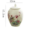 Exquisite Flower and Bird Storage Jar with Lid Ceramic Striped Candy Miscellaneous Grains Sealed Jar Kitchen Storage Container 6