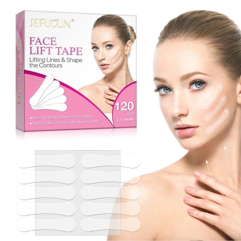 Y1UF 120pcs 페이스 리프트 테이프 페이스 리프트 테이프 보이지 않는 페이스 리프트 테이프 얼굴 보이지 않는 페이스 리프팅 테이프 인스턴트 메이크업