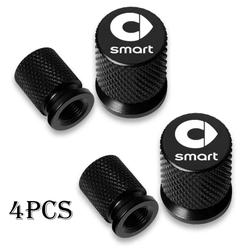 Smart Fortwo Forfour 용 4pcs 451 453 450 452 454 로드스터 쿠페 자동차 타이어 밸브 캡 알루미늄 타이어 휠 스템 커버 방진