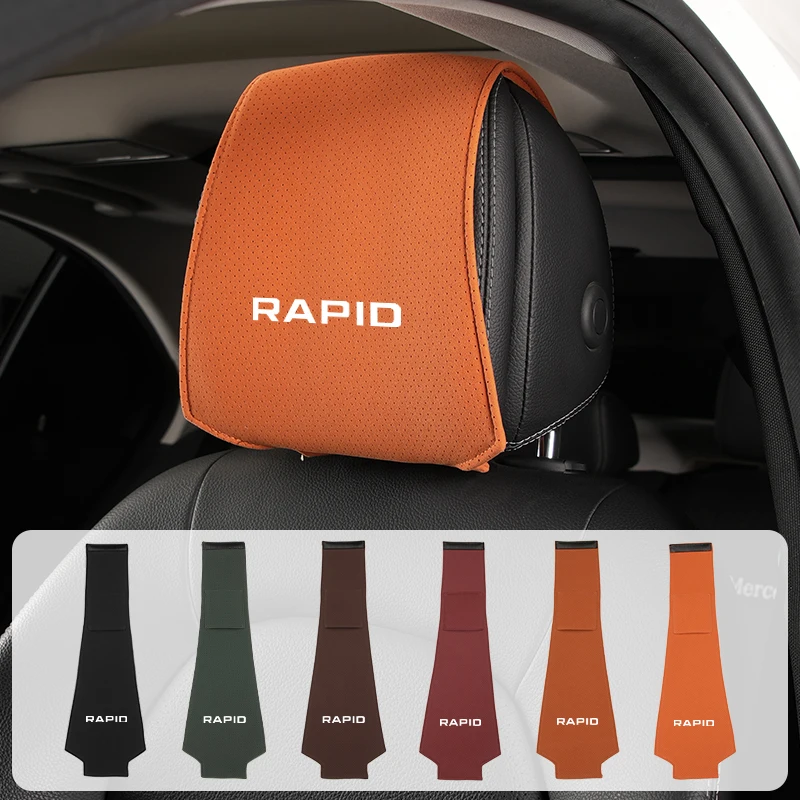 Skoda Rapid Superb 옥타비아용 모피 머리 받침 베개 보호대 커버, Kodiaq Fabia 파생 Karoq Kamiq용 자동차 액세서리