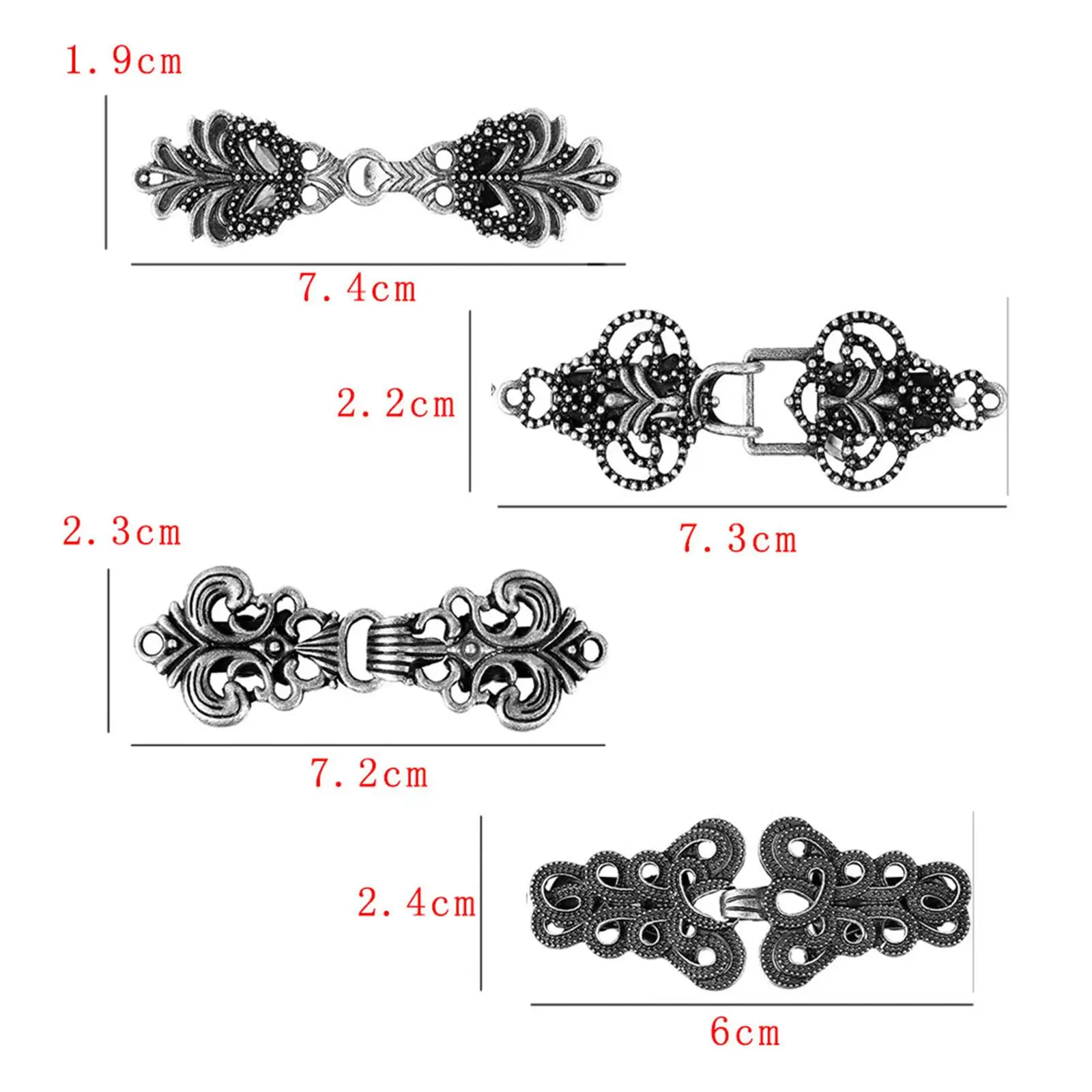 4x Sweater Shawl Clips Decorative Alloy Easy to Use Portable Medieval Clips Fasteners for Scarf Shirt Cardigan Shawl Costume