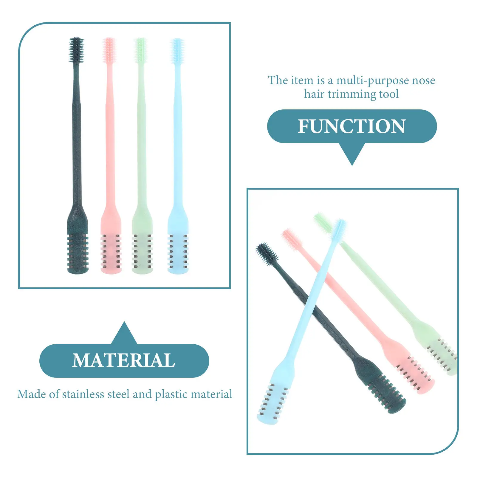 12pcs 코 헤어 트리머 스테인레스 스틸 수동 클리퍼 남성 여성을위한 휴대용 미니 트리머 비강 제모 도구 소형