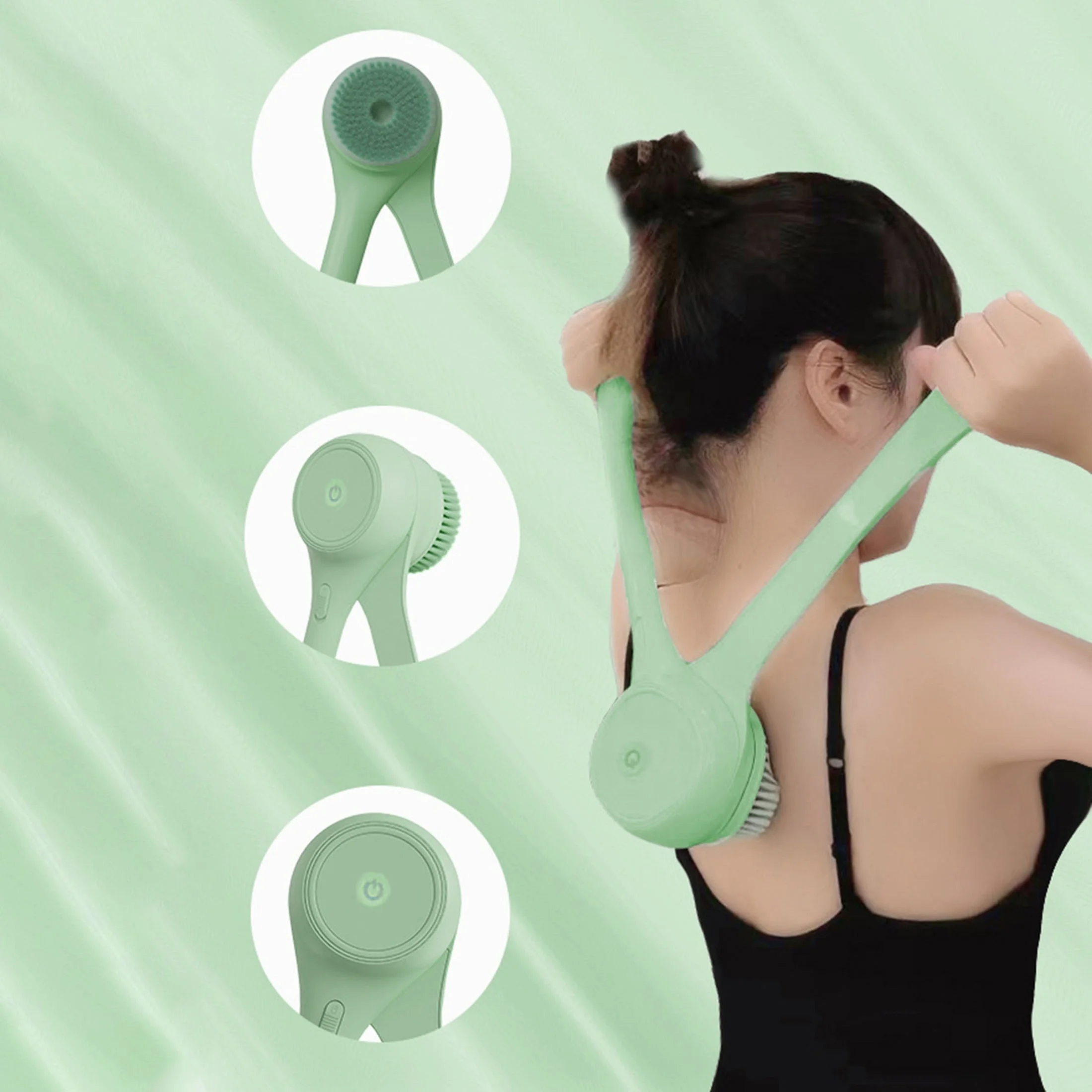 1pc Electric Shower Brush with 5 Replaceable Heads-Deep Cleansing and Exfoliating for Smooth Skin