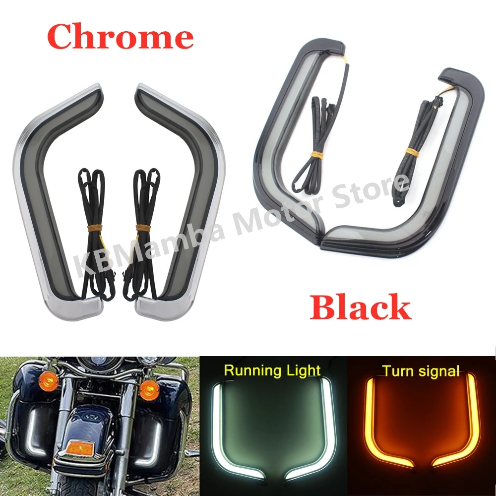

Motorcycle LED Fairing Lower Vented Grill Light Running Lamp Turn Signal For Harley Davidson Street Road Electra Glide Road King