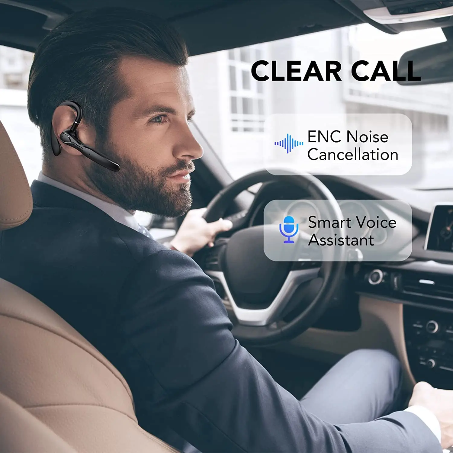 Newest Bluetooth 5.3 Handsfree Earphones Wireless Bussiness Headphone Noise Canceling Headset With Mic For Driver Charging BOX