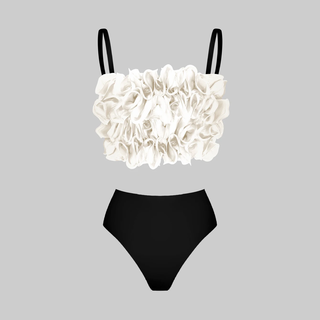 2025 Solid Red Flower Bikini Swimsuit Luxury Women Swimwear Sexy Swim Suit Deep V Monokini Off Shoulder Bodysuit Bathingsuit