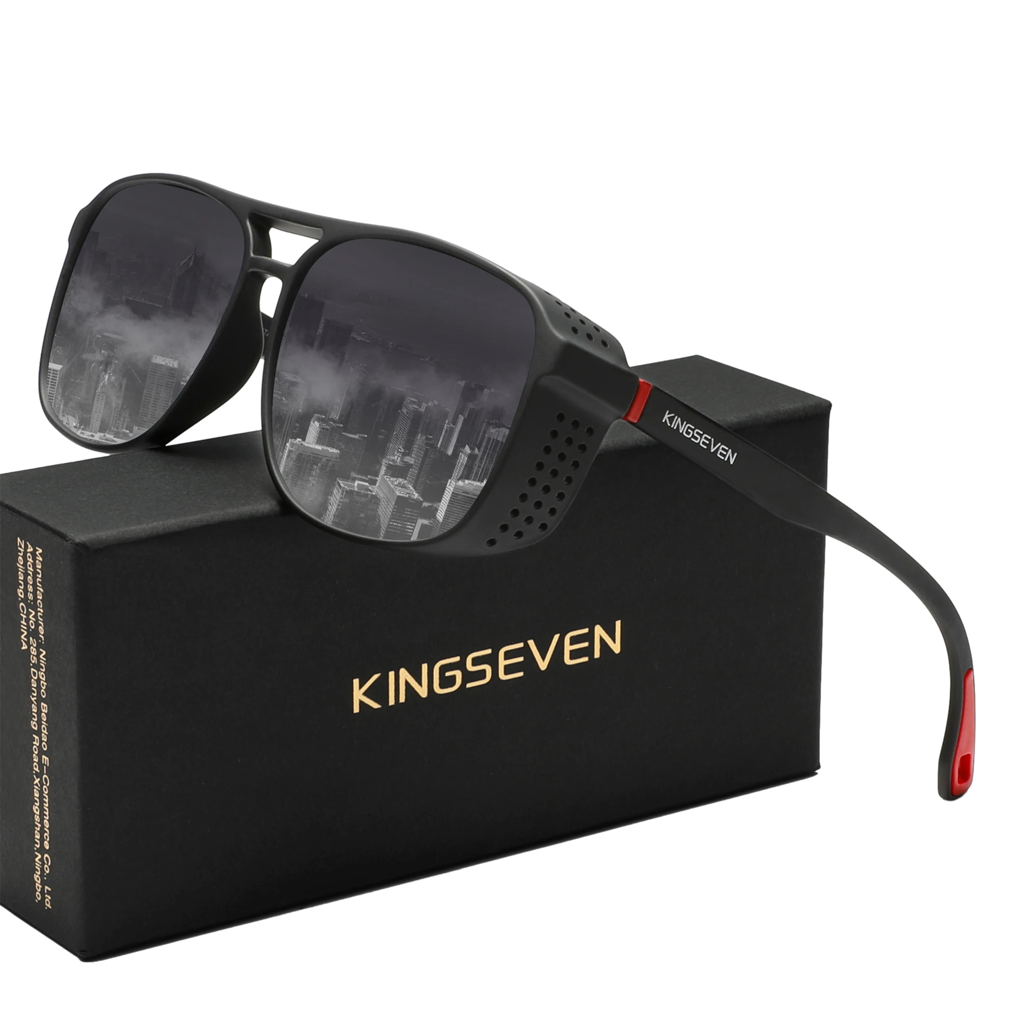 KINGSEVEN Trendy Rechteck Große Rahmen Sonnenbrille Vintage Polarisierte Frauen Männer Gläser Kausalen Fahren Urlaub Brillen UV400