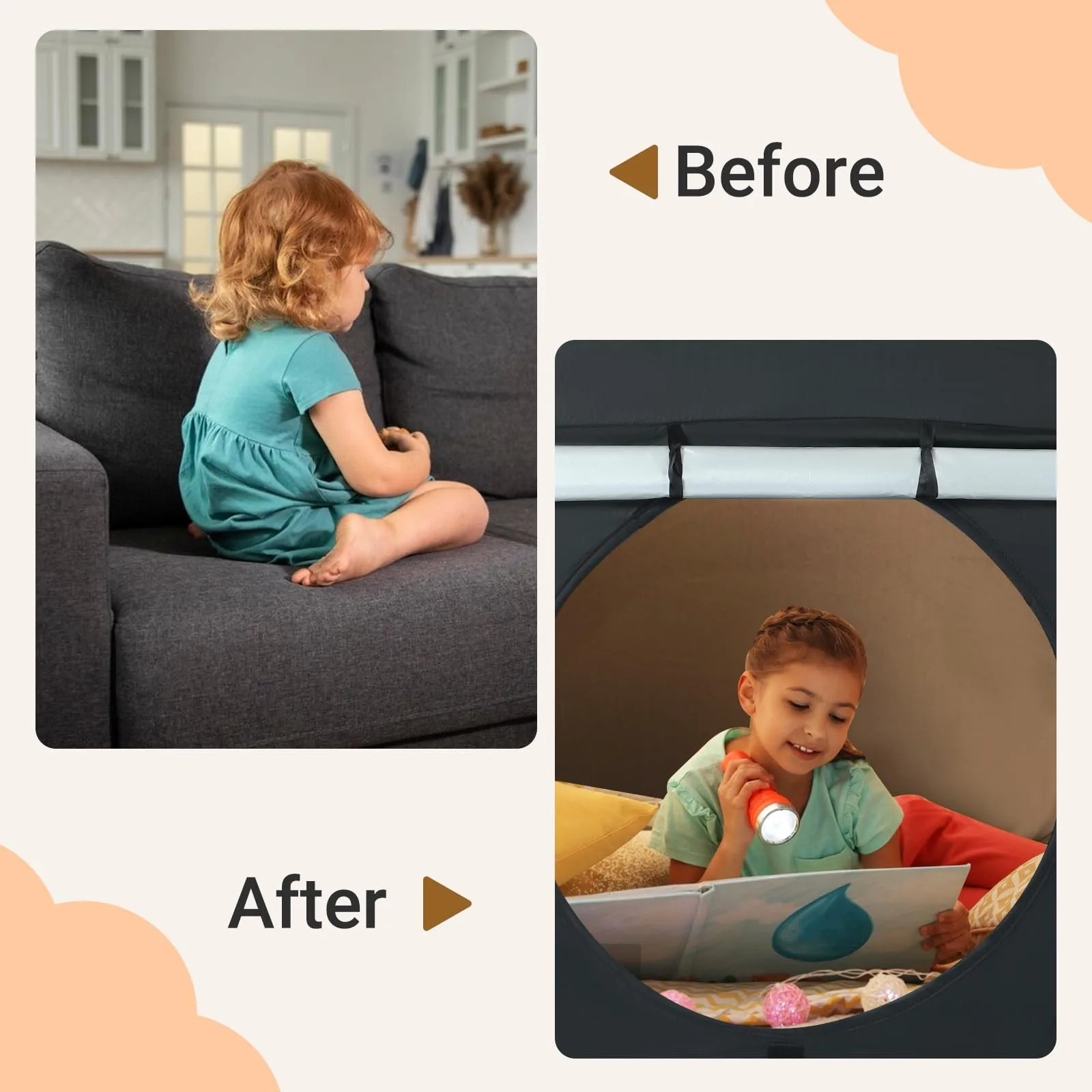 Compact storage of foldable sensory tent