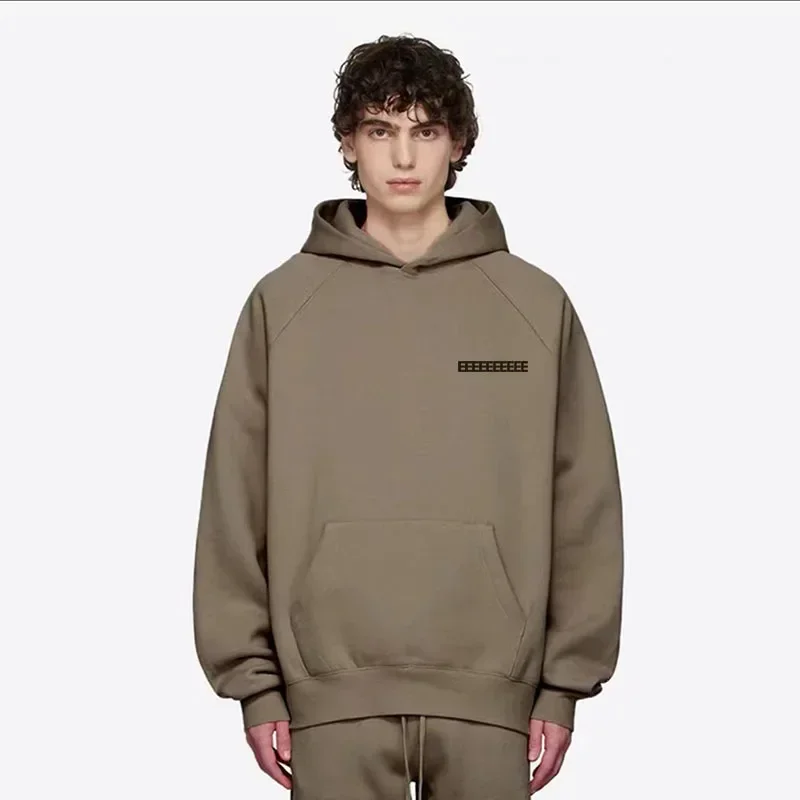 FW21 Luxury Brand Men's Hoodies Chest Two Rows Reflect Letter Logo High Street Oversized Sets men fleece jacket