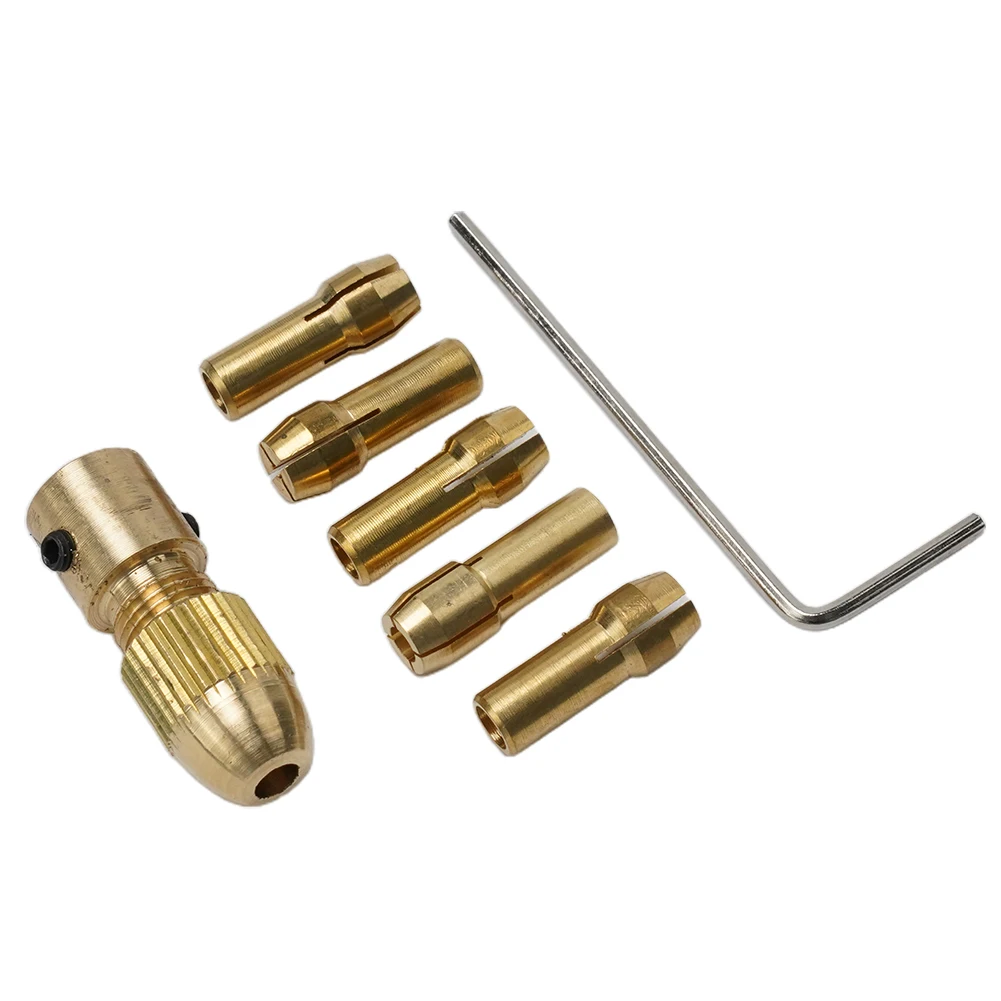 7pcs mini drill brass collet chuck 2 35 3 17 4 05 5 05mm electric drill chuck adapter for dremel power tools accessories 7pcs Brass Collet Mini Drill Chucks Adapter 2.35/3.17/4.05/5.05mm For Hand Drills Electric Drills Electric Motor Shaft Drill Bit