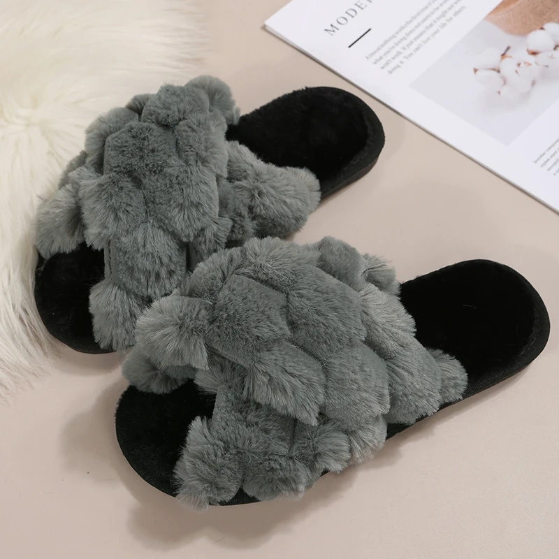 2024 Slippers Women House Slippers Warm Slippers Women Spring Crystal Fur Home Shoes For Women Slippers Casual Plush Comfortable