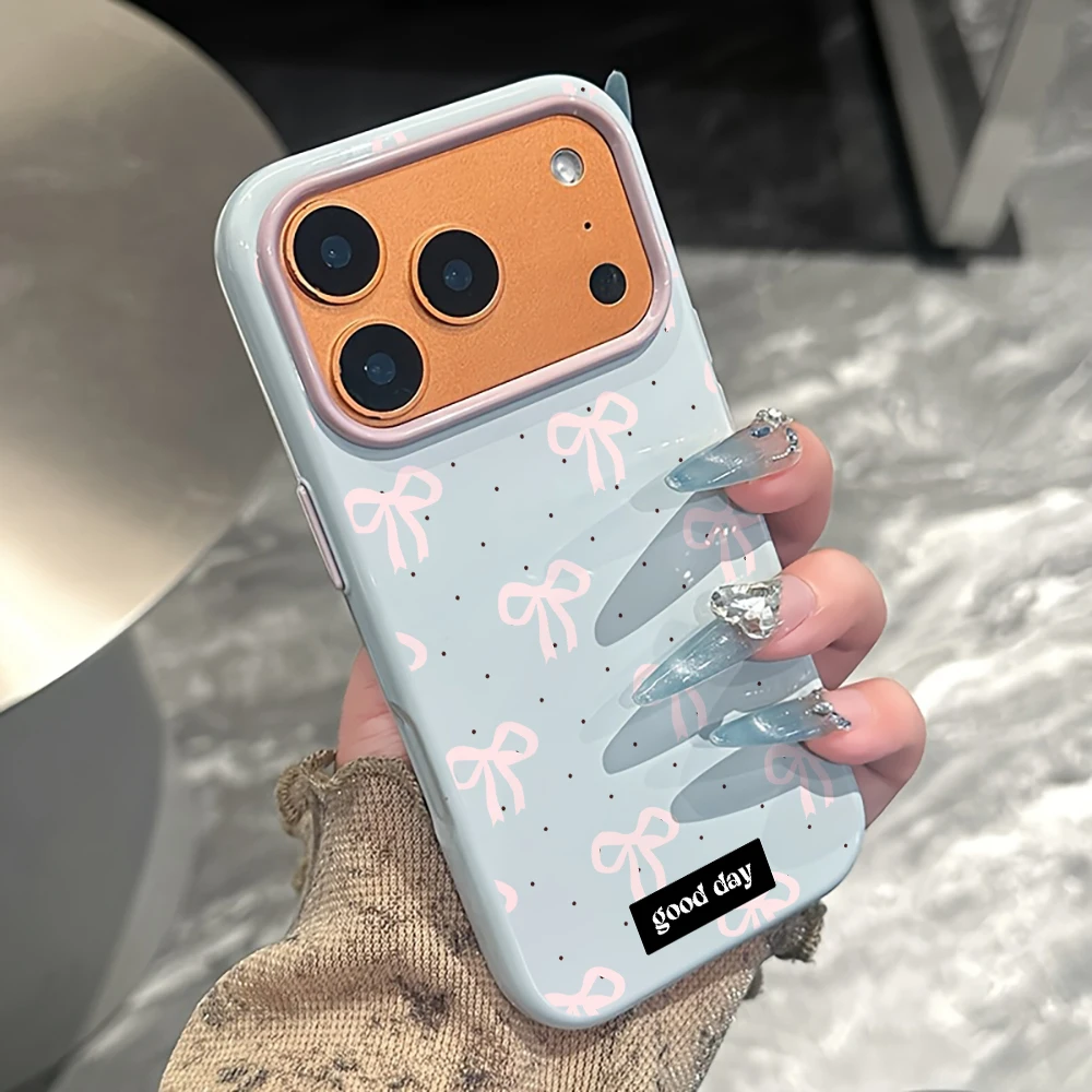 Chic Dopamine Pink Polka Dot Bow Phone Case - Soft Silicone TPU Cover