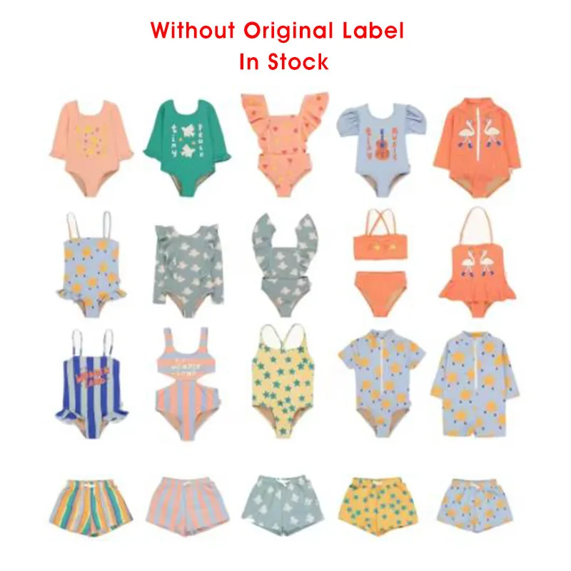 TC Kids Swimwear Summer New Boys Swimwear Girls Children's Straps Printed One-piece Swimsuit