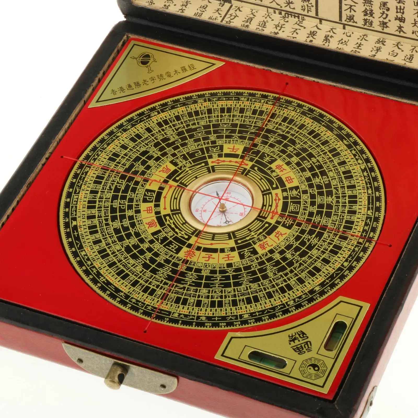 Bussola Geomantica Feng Shui Luo Pan In Bachelite E Rame Con Custodia In Legno