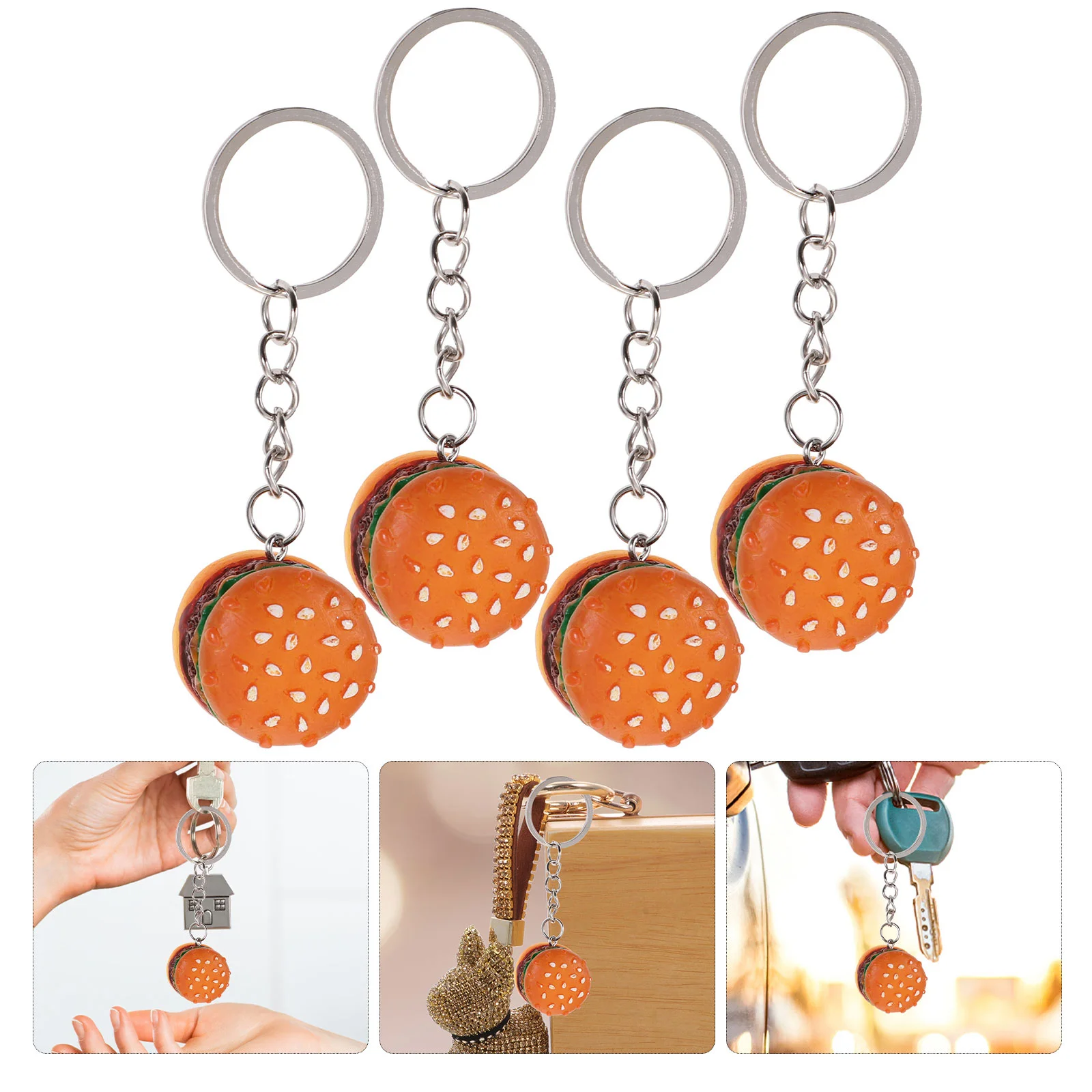 

6PCS Keychain Novelty Simulation Pendant Keyring Decorative KeyHolder New Year Party Favor Gift for Girl ( Orange )