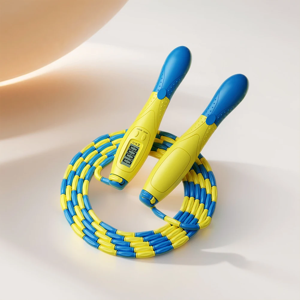 Beaded Jump Rope Plastic Segmented Jump Rope with Counter Soft Beaded Skipping Rope Adjustable Length for Gym Fitness Exercise