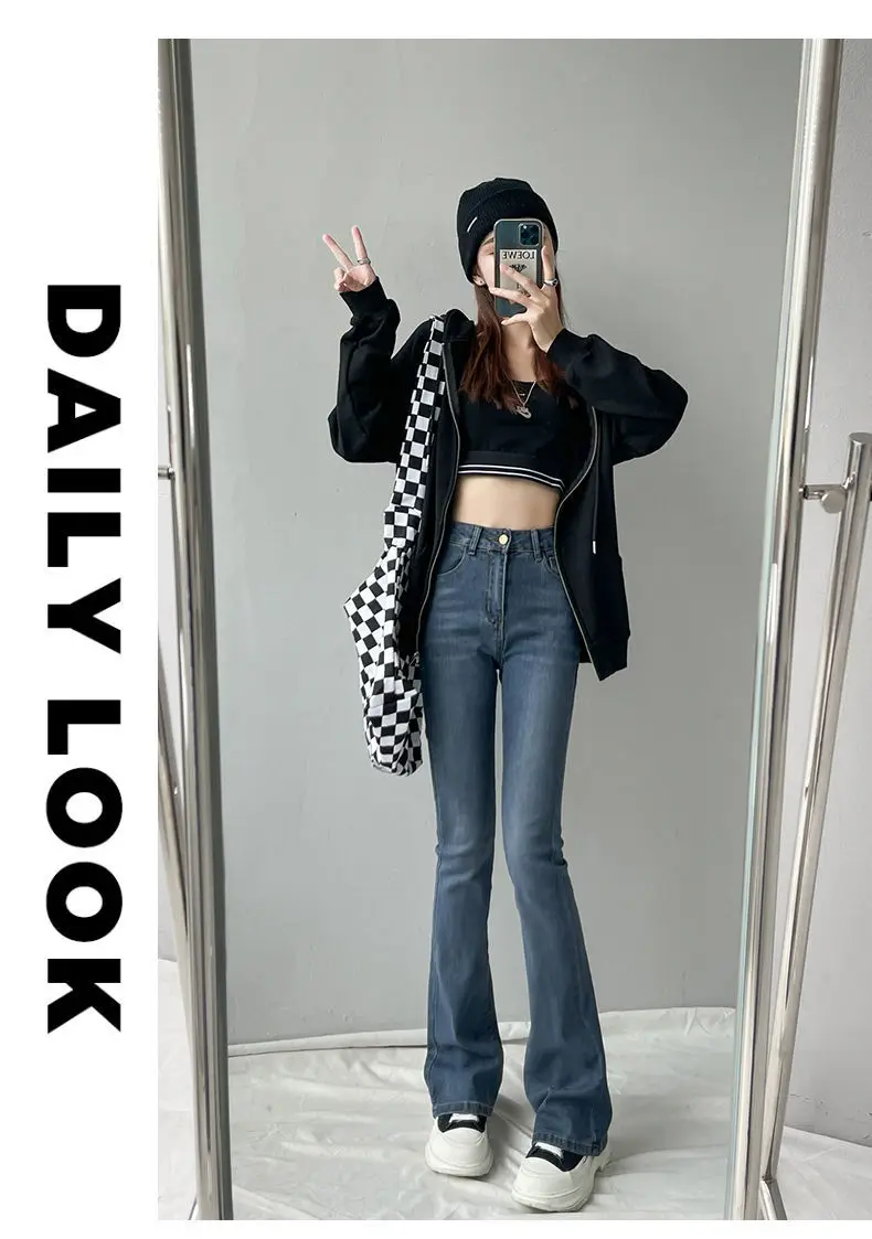 Women High Waist Flared Jeans Sexy Denim Pants Streetwear Stretch Capris Female Fashion Joggers Trousers ksubi jeans