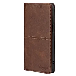 Classic Magnetic Flip Case with Card Slots and Book Cover Design for Hot 50 Pro 4G (Dark Brown)